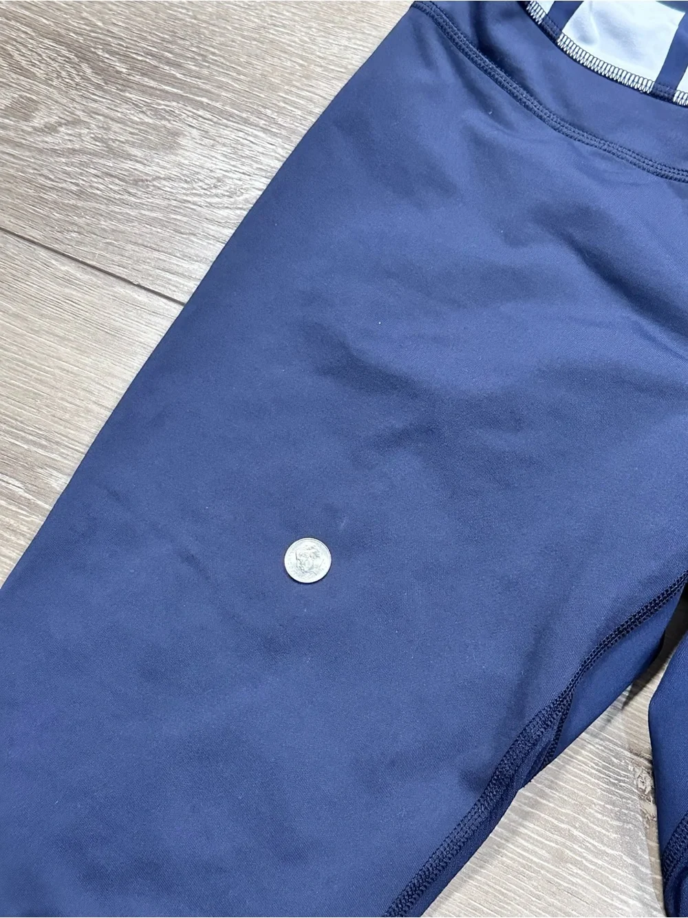 Lululemon Inspire Crop Leggings Inkwell/Ocean Stripe Mesh Panels *Flaw*